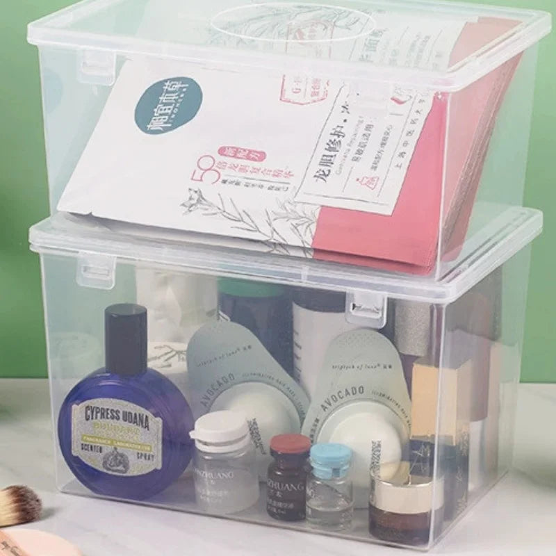 2PCS Transparent Large Capacity Mask Storage Box Household Mask Nose Mask Medicine Storage Box