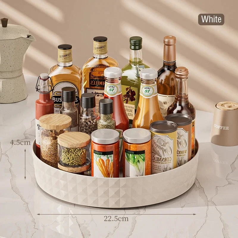 1Pc Kitchen Storage Spice Rack 360 Degree Rotating Cabinet Storage Rack Tray Cosmetic Storage Rack Non-slip Spice Round Rack