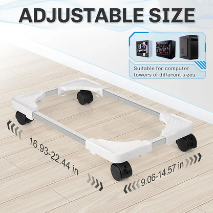 Adjustable Mobile PC Tower Stand with Wheels under Desk CPU Holder Adjustable Stable Mobile Computer Host Stand for Home Office