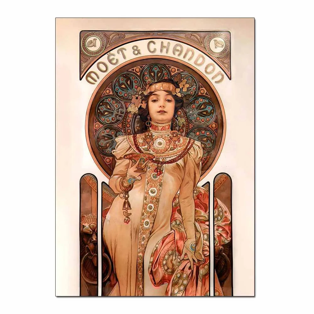 Art Nouveau Retro Poster Abstract Wallpaper Print Canvas Painting Wall Art Picture for Living Room Home Decor Aesthetic Mural