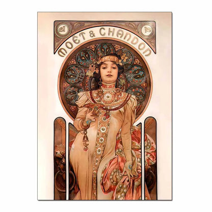 Art Nouveau Retro Poster Abstract Wallpaper Print Canvas Painting Wall Art Picture for Living Room Home Decor Aesthetic Mural