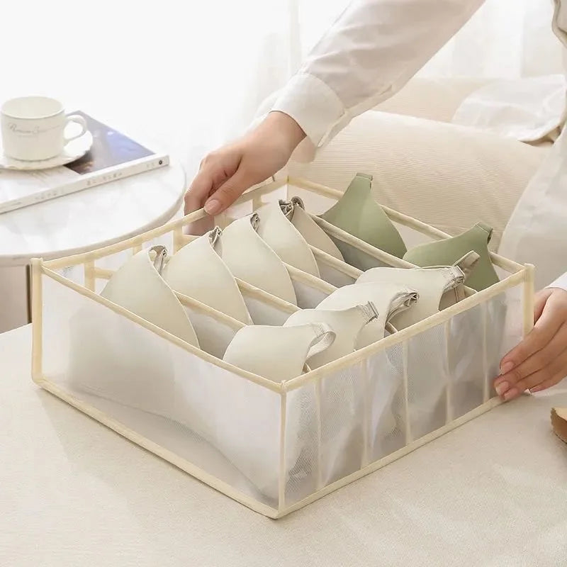 6/7/11 Foldable Underwear Underwear Socks Organizer With Dividers Clothes Storage Box Breathable Mesh Bag For Wardrobe