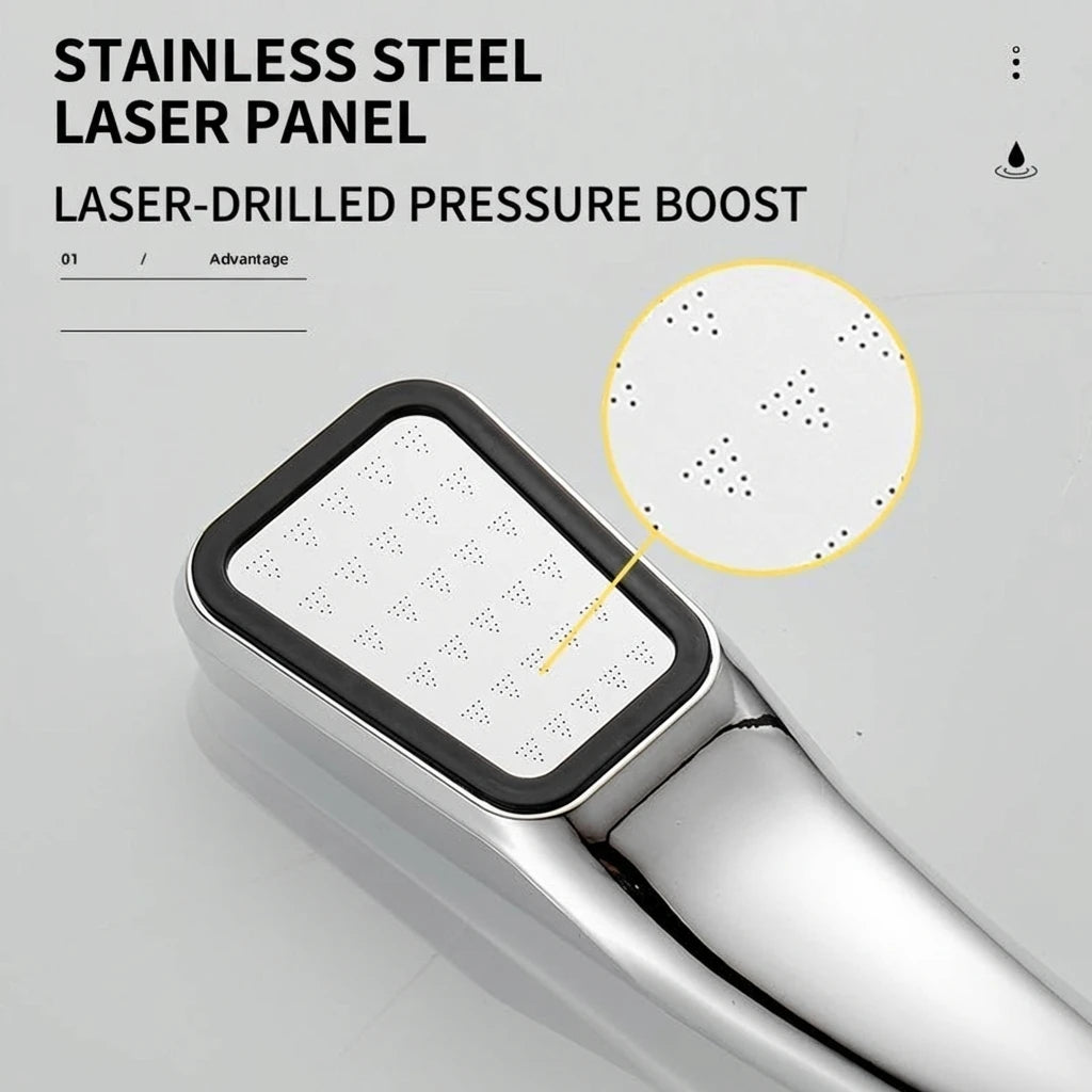 Handheld Square Shower Head 300 Hole Pressurized Dense Water Outlet with Strong Pressure Nozzle for Bathroom Accessories