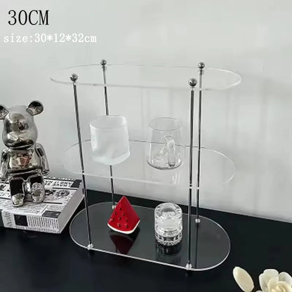 Ins Style Acrylic Storage Rack Desktop Organizer Perfume Jewelry and Cups Display Stand 3 Layers Removable Decorative Shelf
