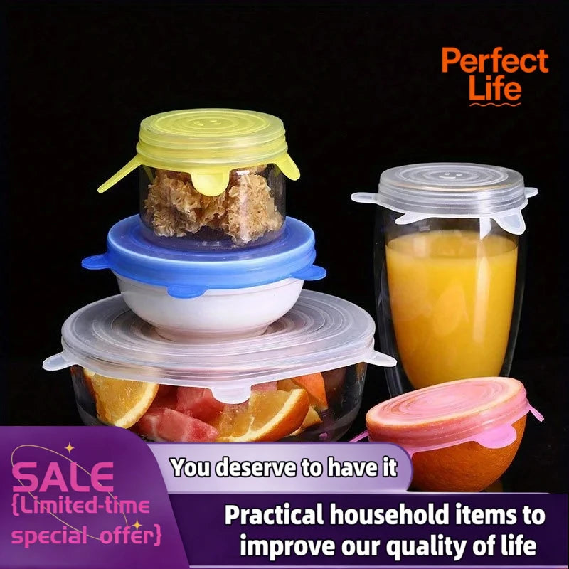 Kitchen Microwave Food Covers Bowl Caps Elastic Silicone Lid Cap Universal Adaptable Lids Silicone Cover Stretch Lids
