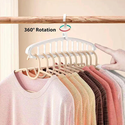 1PC 11-Hole Multi-functional Clothes Hanger for Dormitory Home-use Spiral Plastic Closet Drying Hanger Support