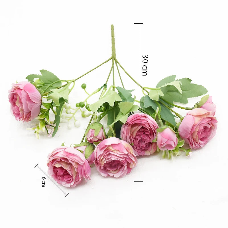 1 Bundle 5 Forks 9 Heads Artificial Peony Bouquet Home Decor Wedding Diy Festival Outdoor Furnishings Scrapbooking Bonsai Gifts