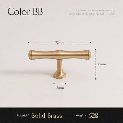 Santaya Solid Brushed Brass Handle Bamboo Kitchen Cabinet Pull Wardrobe Drawer Knob