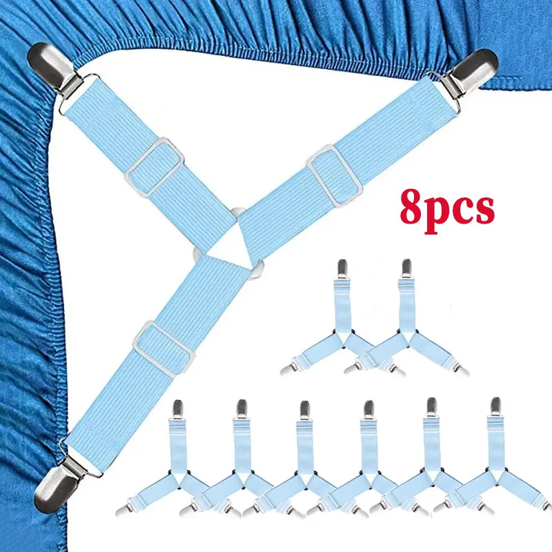 Triangle Bed Sheet Holders Fitted Sheet Clips Adjustable Sheet Suspenders Mattress Gripper Clips for Bed Mattress Cover