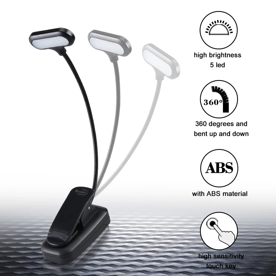 Mini portable LED book light eye protection reading light flexible adjustable direction non-rechargeable battery study lamp bedr