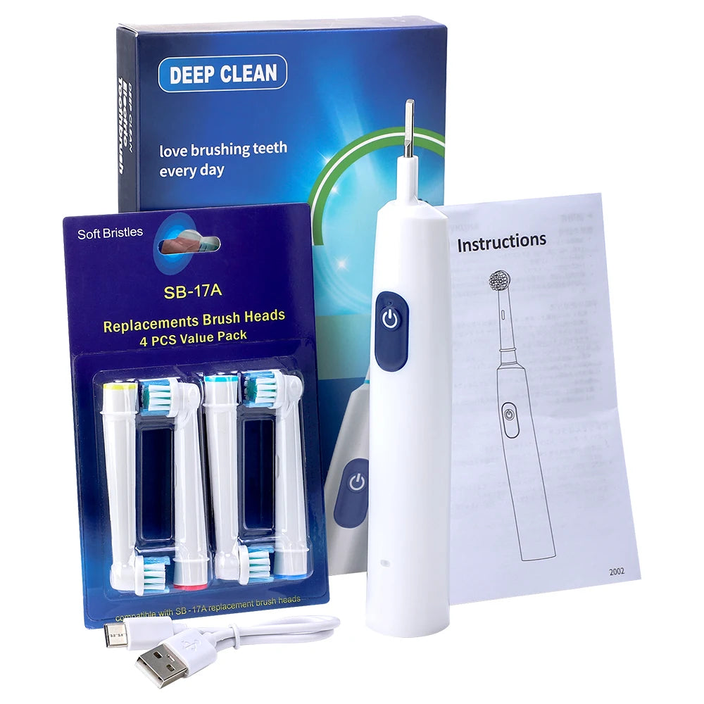 Intelligent Rotating Electric Toothbrush Rechargeable Rotary Brush Compatible with Oral B Replacement Electric Brush Heads