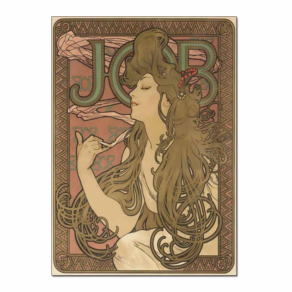 Art Nouveau Retro Poster Abstract Wallpaper Print Canvas Painting Wall Art Picture for Living Room Home Decor Aesthetic Mural