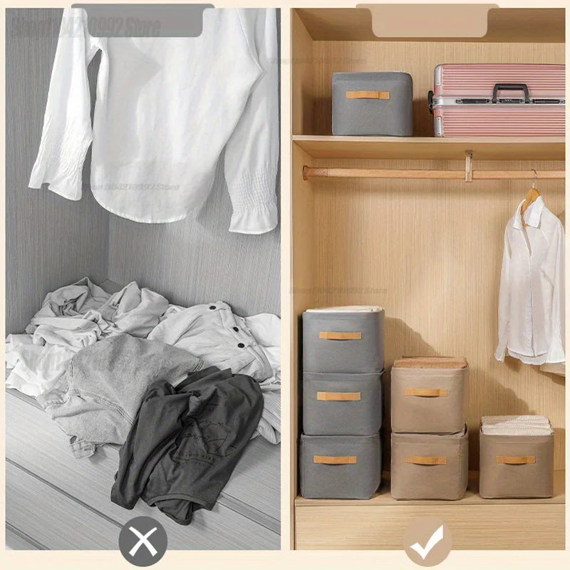 Clothing Storage Box,Fabric Storage Basket,Storage Box,Dormitory Household Wardrobe Storage Box for Home Dorm and Spaces