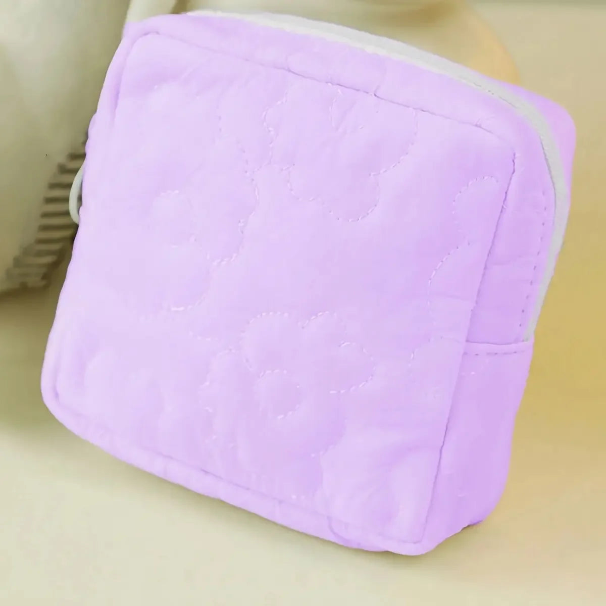 1psc Solid Color Embroidered Sanitary Napkin Storage Bag Travel Bag Suitable For Girls And Women Home Storage Dormitory Travel E