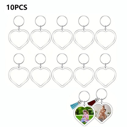 10pcs Transparent Photo Frame Keychain Tassels Snap-In Custom Insert Photo Acrylic Blank Keyring Clear Blank Picture Pendant