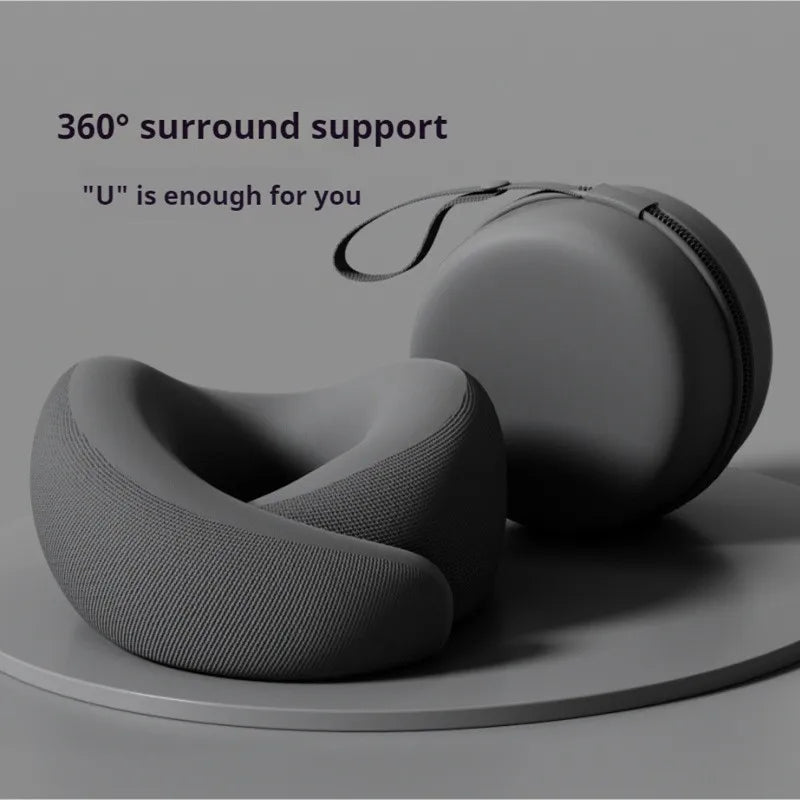 Memory Foam U Shaped Neck Pillow Travel Pillow for Airplane Car Office Nap Cervical Support with Portable Storage Box