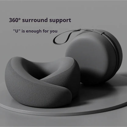 Memory Foam U Shaped Neck Pillow Travel Pillow for Airplane Car Office Nap Cervical Support with Portable Storage Box