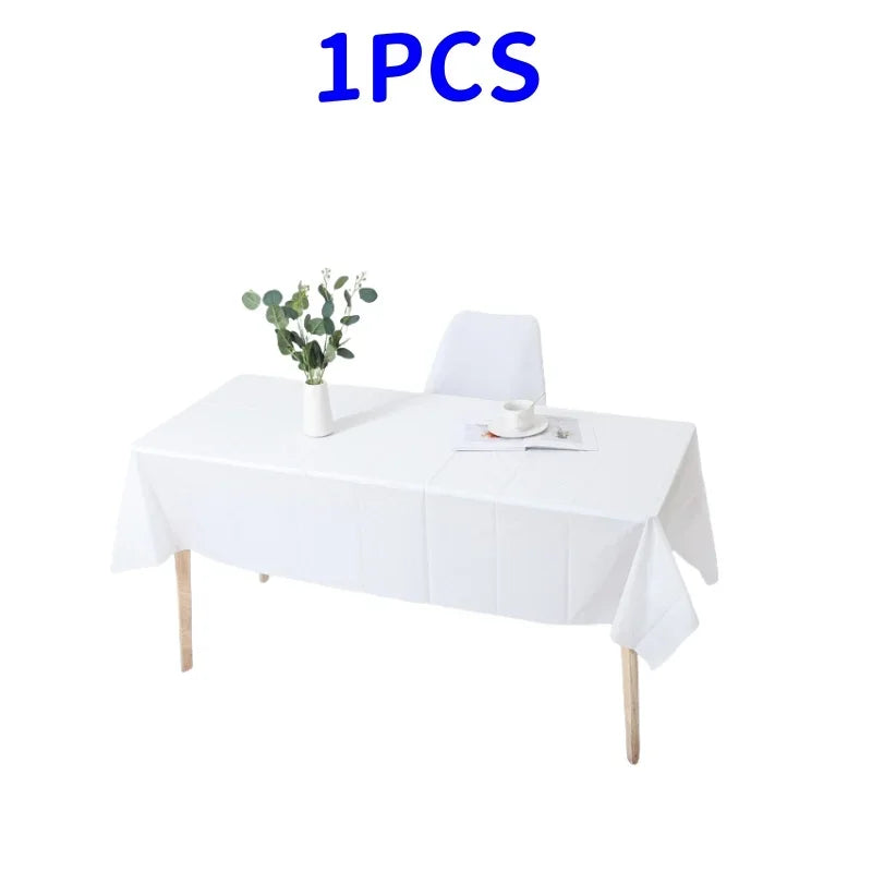 1pc Reusable Tablecloths 137x183cm BPA Free Plastic Dining Table Cover Cloth for Parties Picnic Camping Disposable Tablecloths