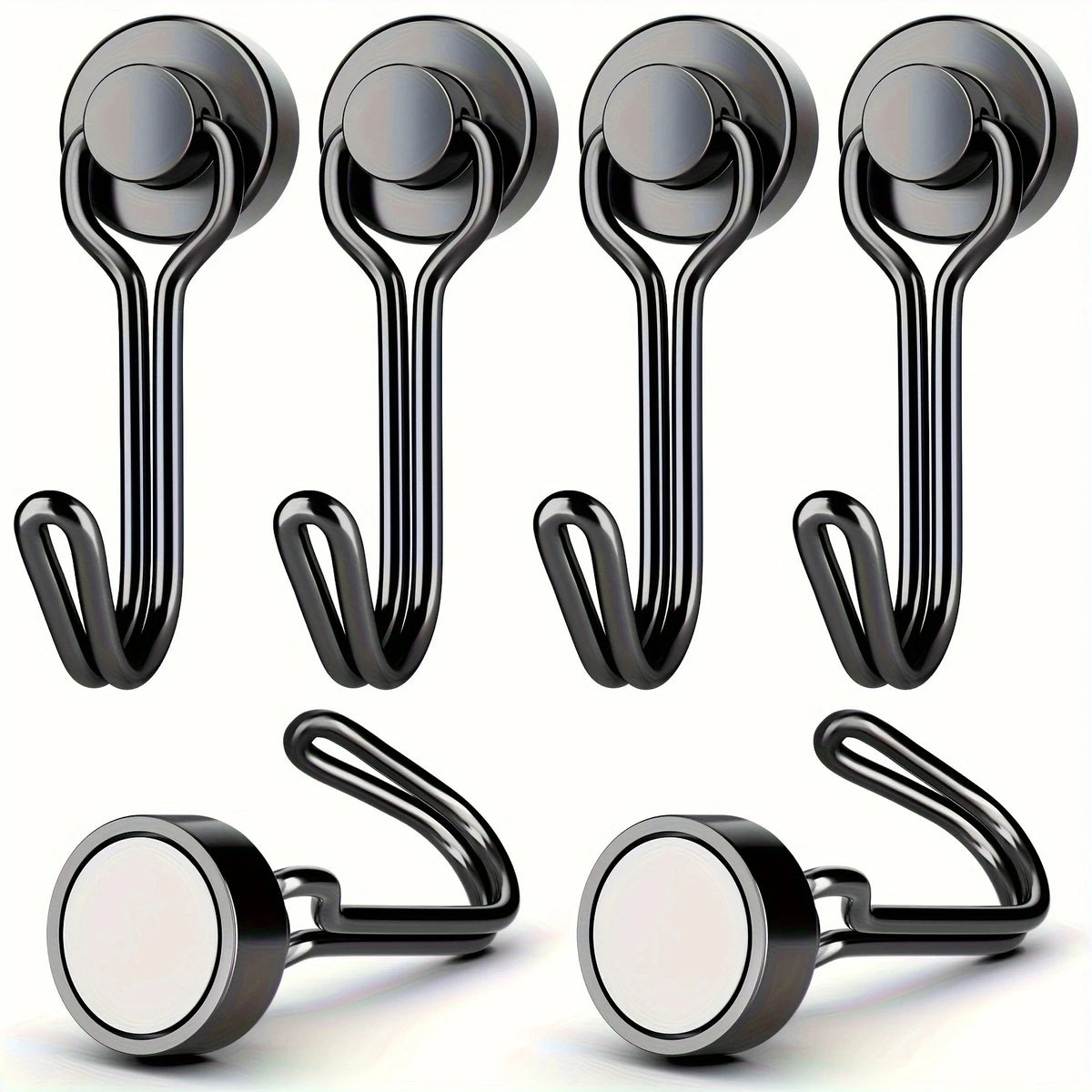 3/6/12/20Pcs Black Magnetic Hooks Cruis Heavy Duty Magnetic Hangers, Extra Strong Magnets with Hook for Hanging, Resistant Base