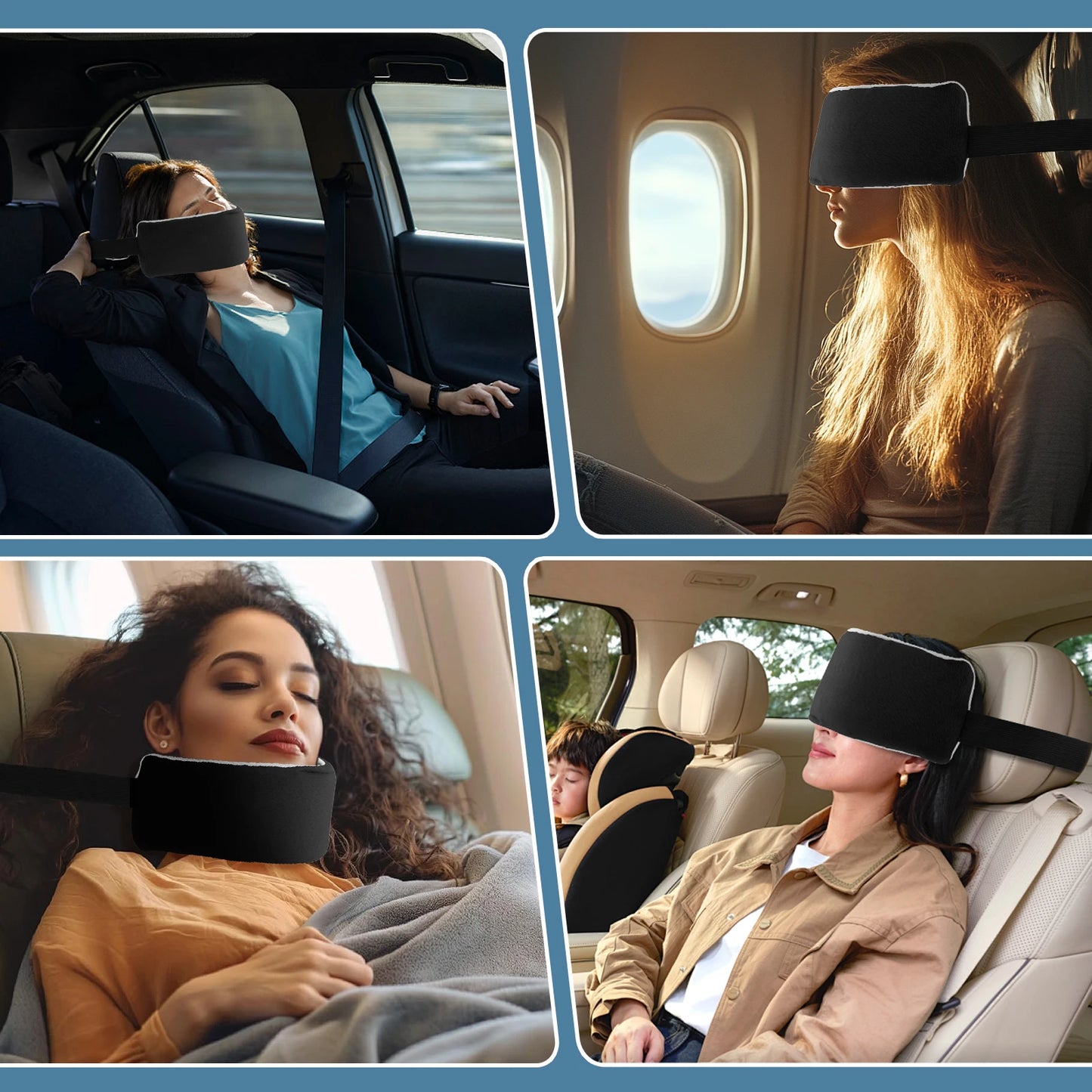 2Pcs Head Support Strap Adjustable Travel Pillow Airplanes Neck Support Band Portable Cars Seat Sleep Aid Head Fixed Strap