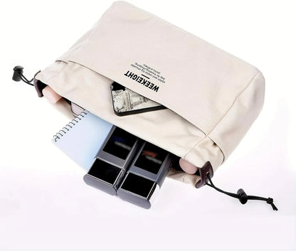 Canvas Cosmetic Storage Bag Waterproof Pouch Multi Compartment Travel Accessory Sturdy Purse Organizer for Home Gym Car Daily