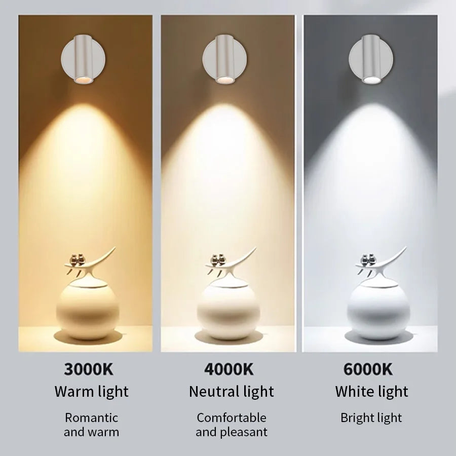 LED light magnetic USB Rechargeable Wall Light Spotlight Wireless No Punch Reading Light With Touch Switch Dimmable Bedside Lamp