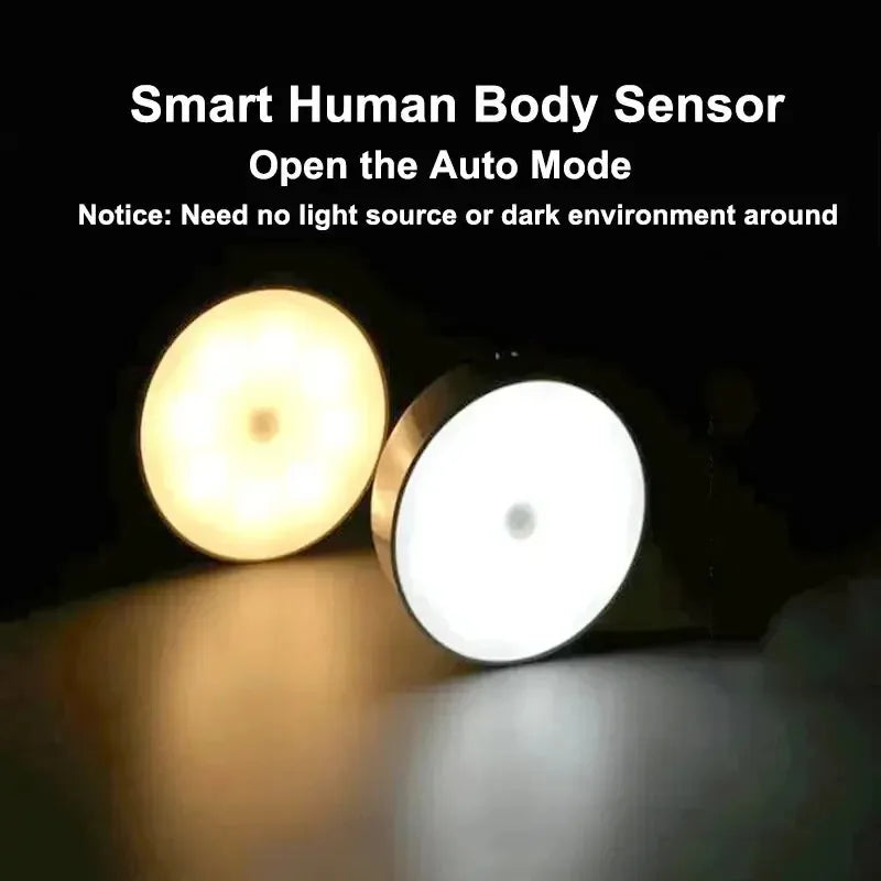 LED Smart Cabinet Lights with Human Body Sensor Emergency Automatic Lighting USB Rechargeable Wireless Magnetic Suction