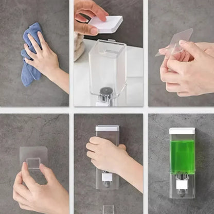 Homefish Wall Mounted Manual Press Soap Dispenser Punch-Free Traceless Installation Transparent Disinfectant Bottle for Bathroom