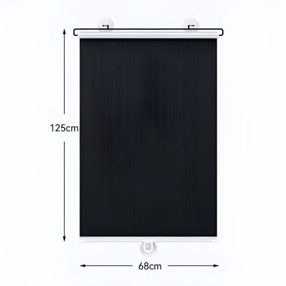 Titanium Silver Sunshade Full Blackout Heat Insulation No Punching Suction Cup Foldable Roller Shade for Home Office Cars Window
