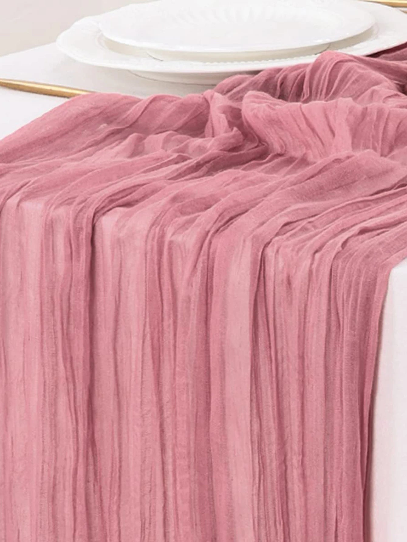 1pc Boho Style Cheesecloth Table Runner Long Gauze Sheer RomanticTable Runner For Weddings, And Scene Decor Home Decor
