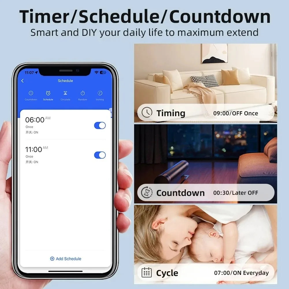 16A Tuya WiFi Smart Switch Module Mini Breaker 2-way Control Smart Life App Voice Control Work With Alexa Google Alice