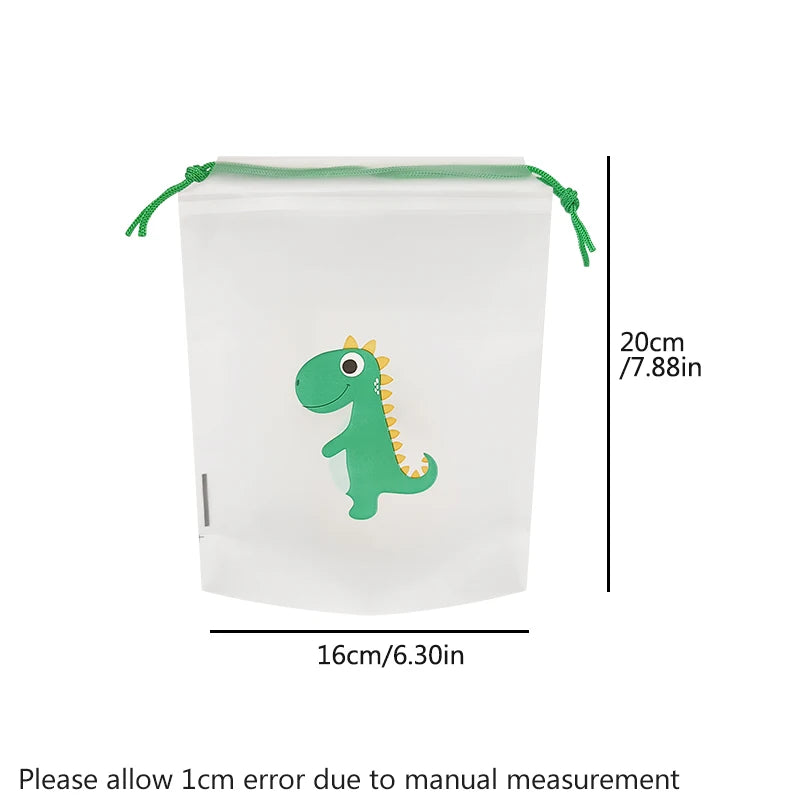 10 Transparent Drawstring Bags with Exquisite Cartoon Patterns, Waterproof and Easy-to-carry Grocery Storage Bags