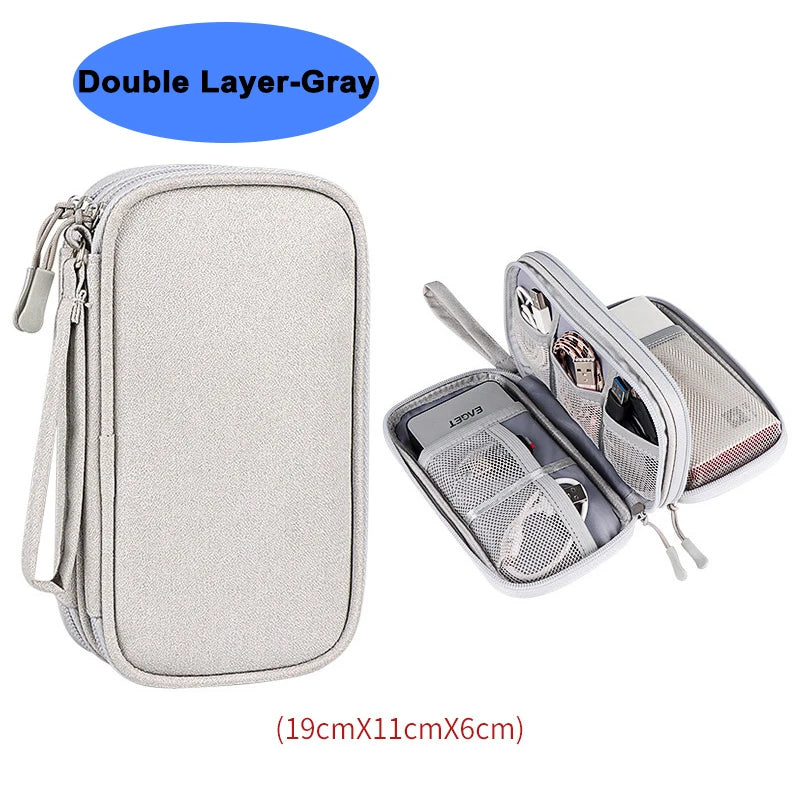 Waterproof Cable Storage Bag Digital Electronic Organizer Portable USB Data Line Charger Plug Storage Bag Travel Cable Organizer