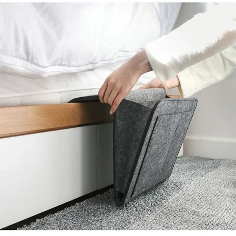 Multi-Pocket Felt Hanging Storage Bag Organizer for CDs, Magazines, Stationery & Phones – Dorm, Bed, Sofa or Car Use