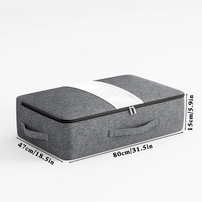 1PC large bed bottom storage bag Clothing organizer zipper folding organizer Bedroom shelf wardrobe gray