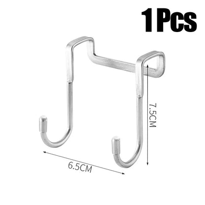 Door Hanger Hook Stainless Steel Double S-Shaped Storage Hook for Bathroom Kitchen Wall Door Organizer Wall Mounted Hooks
