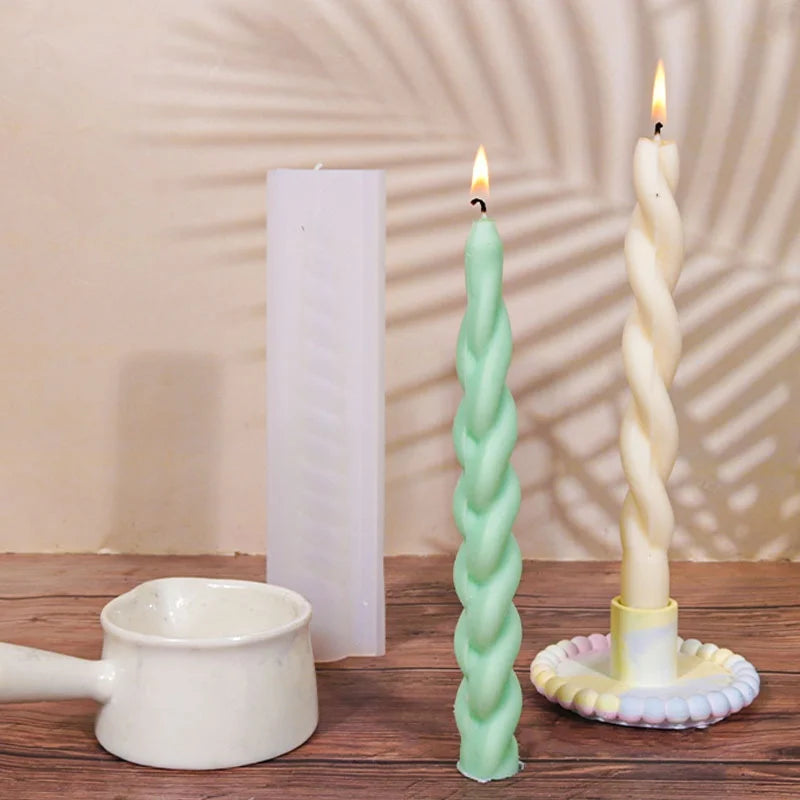 Geometric Spiral Candle Silicone Mold DIY Twisted Rod Wax Rod Silicone Mold Home Decor Tools Geometric Candle Making Supplies