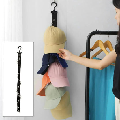 Metal Hook Hat Rack - Wall Mount Cap Organizer for Baseball & Golf Caps, Hanging Storage Holder (1PC)