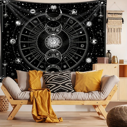 1pc Sun Moon Horoscope Divination Printed Tapestry Home DecorTapestry Wall Decor