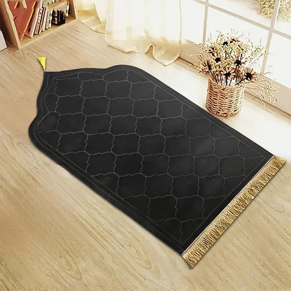 Thick Prayer Rug Prayer Mat with Tassels Islamic Turkish Irregular Anti-Slip Praying Rug Carpet Thick Soft Flannel