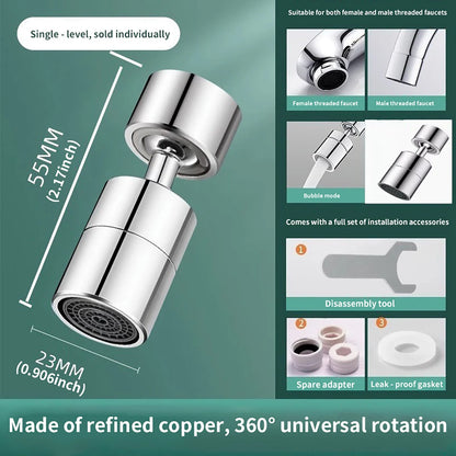 360° Rotary Kitchen Faucet Spray Head Filter washbasin Splash proof Adapter 2 Mode adjustable Kitchen Sink Faucet Aerator Crane