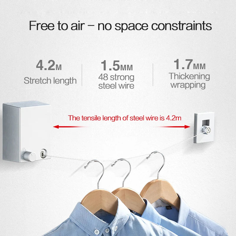 Stainless Seel Retractable Clothesline Pull-Out Clothes-Drying Machine Rope Space-Saving Clothes Drying Rack For Household