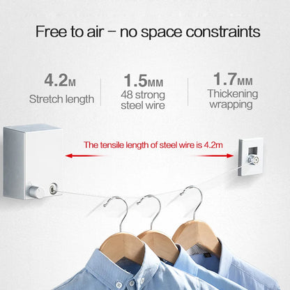 Stainless Seel Retractable Clothesline Pull-Out Clothes-Drying Machine Rope Space-Saving Clothes Drying Rack For Household