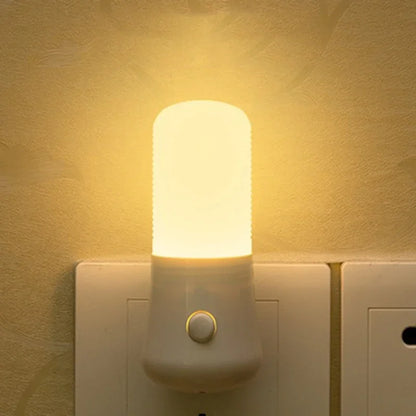LED Night Light  White EU /USPush Button Switch Wall Socket Lamp Bedroom Bedside Lamp Baby Room Corridor Home Decor Night Lights