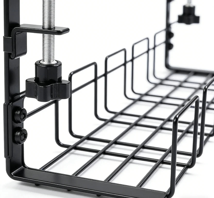 Metal under Table Storage Rack Cable Management Tray Wire Organizer for Home Office Desk No Punching Kitchen Storage Accessories