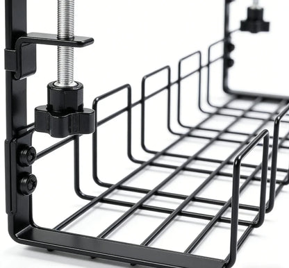 Metal under Table Storage Rack Cable Management Tray Wire Organizer for Home Office Desk No Punching Kitchen Storage Accessories