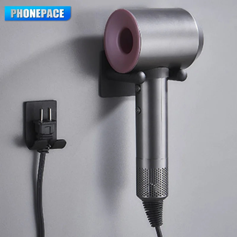 Waterproof Wall Mounted Hair Dryer Holder Space Saving Bathroom Organizer Rack Durable Storage for Hairdryer and Styling Tools P