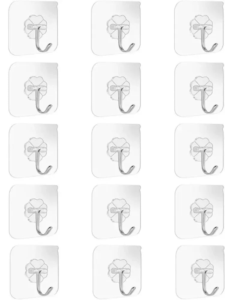 20/10PCS Hook Self-Adhesive PVC Stainless Steel Transparent Multi-Purpose Wall Holder Door Rack Kitchen Storage Organizer Home