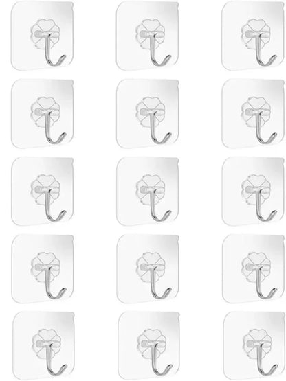 20/10PCS Hook Self-Adhesive PVC Stainless Steel Transparent Multi-Purpose Wall Holder Door Rack Kitchen Storage Organizer Home