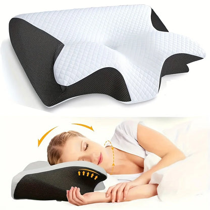 1pc Memory Foam Cervical Pillow, 2 in 1 Ergonomic Contour Orthopedic Pillow for Neck Pain, Contoured Support Pillows,Neck Pillow